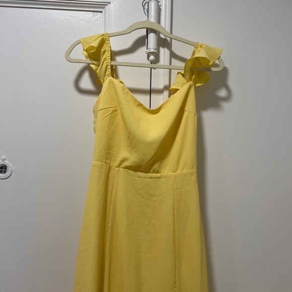 and Now This Women's Ruffled Side Front Slit Midi Dress Yellow size small bright - Picture 4 of 8